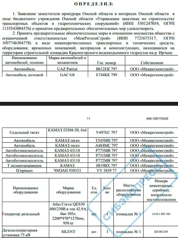 Арбитраж по требованию прокуратуры наложил арест на имущество подрядчика — ему вменяют невозможность вернуть невыполненный аванс в 1,62 млрд рублей; у компании крупные налоговые и зарплатные долги.