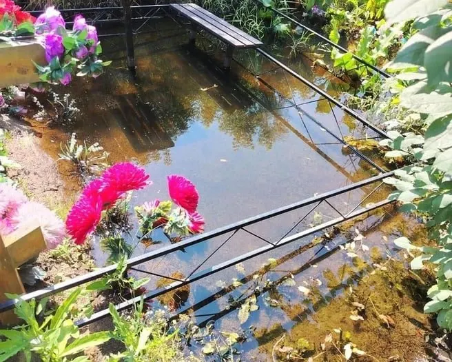 Из-за порыва трубы вода подтопила рвы и участки захоронений на Ново-Южном кладбище: жители не могут подойти к могилам. В мэрии указали, что сети принадлежат заводу «Омскшина», сроки работ не названы.